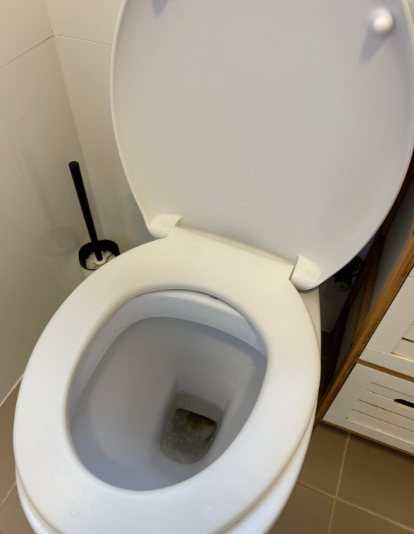 Before: Stained toilet bowl